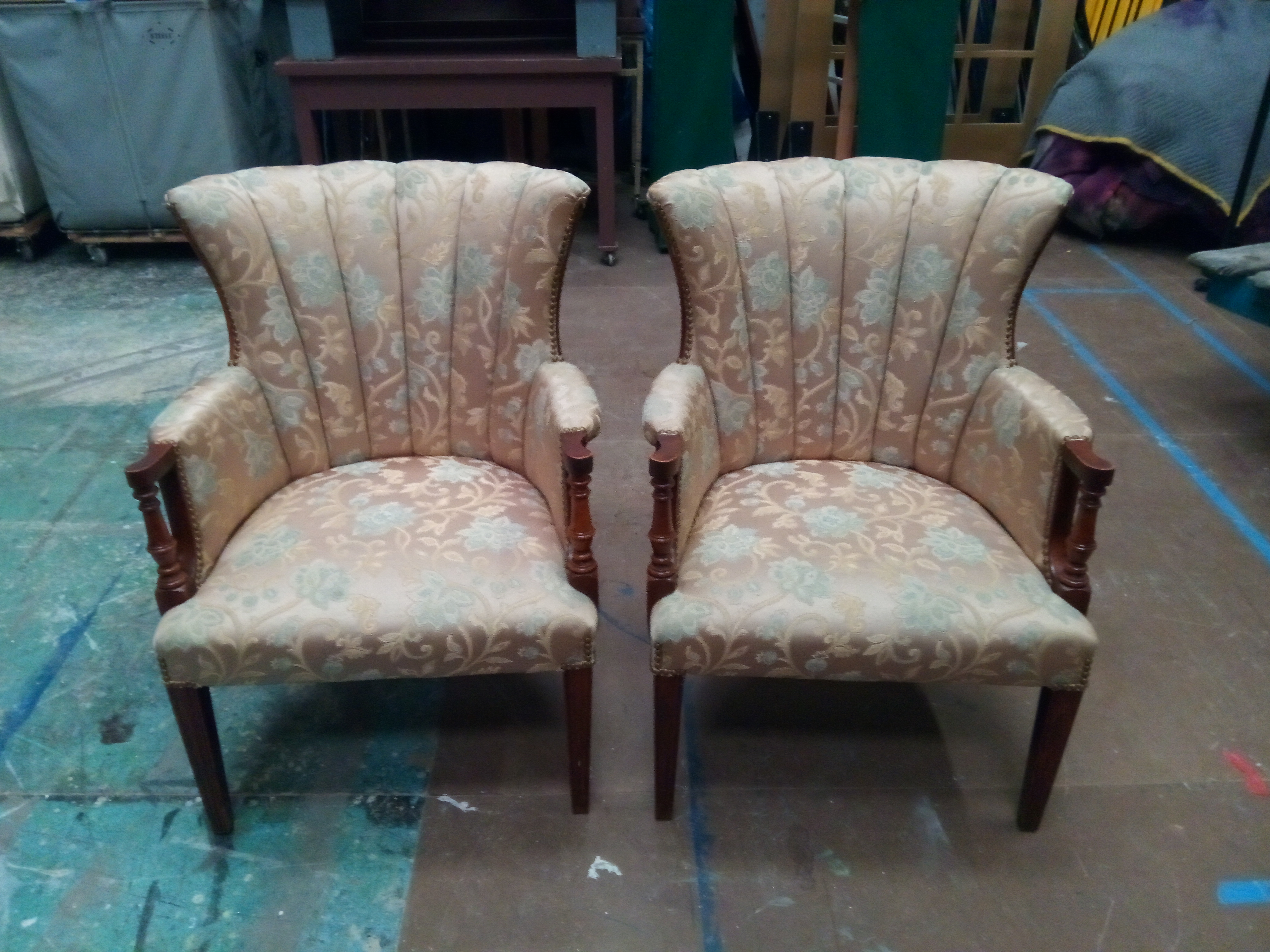 am chairs, cream floral (2)