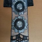 black & silver flower print belt w_flap