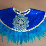 royal blue sequin w_teal feathers Egyptian collars